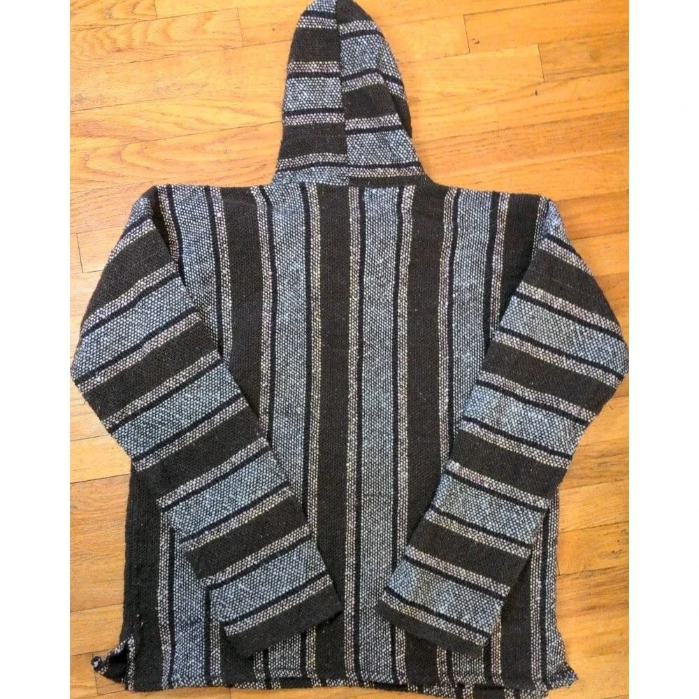 Geniune Mexican Baja Poncho Hoodie Pullover Y2K Confecciones Elvis Sz XL Woven